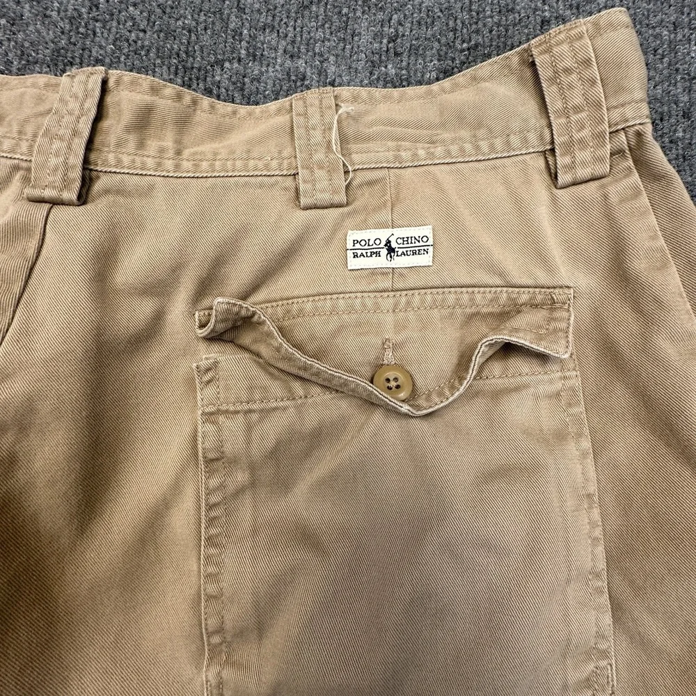 Polo Ralph Lauren Chino Shorts Men 35 (Fits as 34) Khaki Tan Cotton Twill Preppy